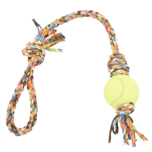 Loop/Barrel Tug Toys with Recycled Tennis Ball