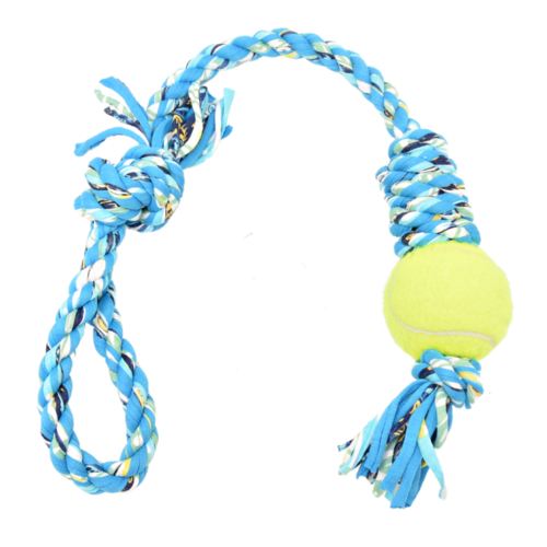 Loop/Barrel Tug Toys with Recycled Tennis Ball