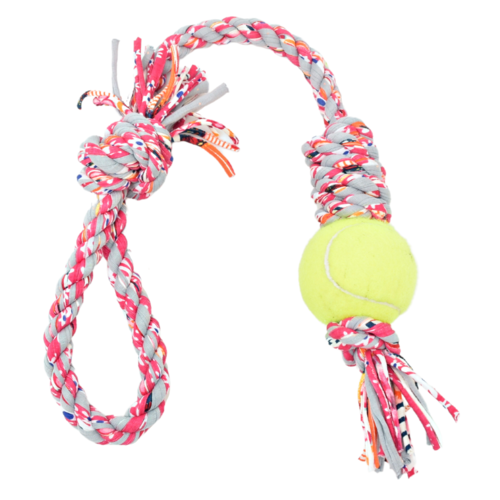 Loop/Barrel Tug Toys with Recycled Tennis Ball