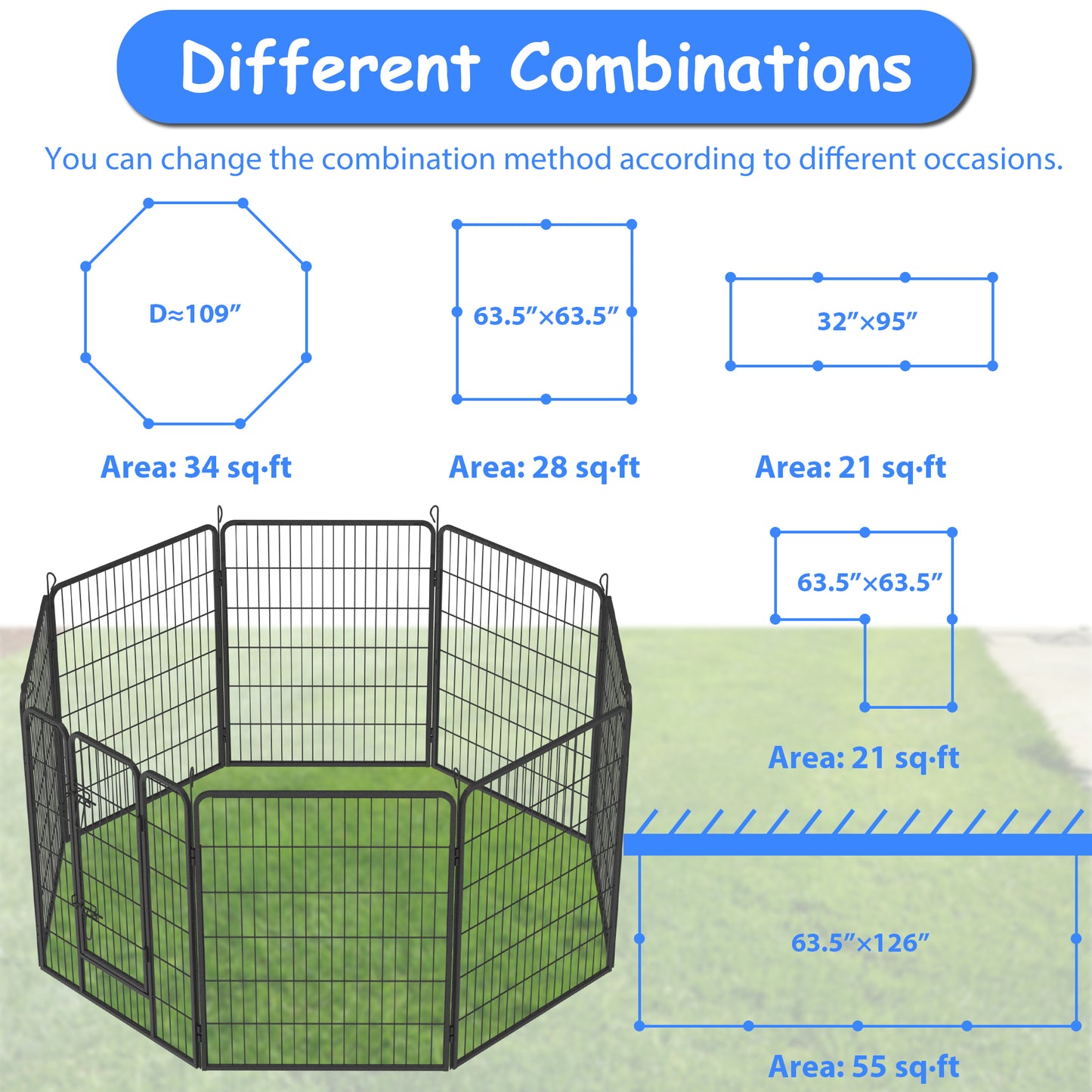 Dog Playpen Outdoor, 16 Panels Dog Pen 40"